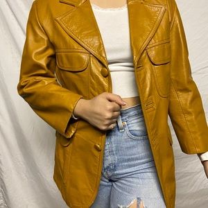 VINTAGE MUSTARD GENUINE LEATHER JACKET